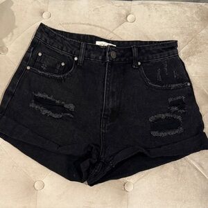 Edgy Black Denim Jean Shorts